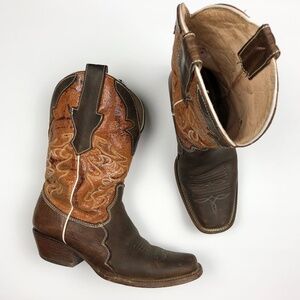Rudel Square Toe Heeled Cowboy Boots